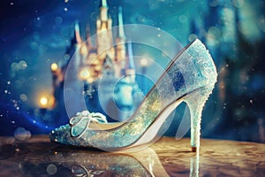 Cinderellas sparkling glass shoe