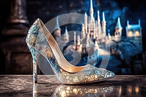 Cinderellas sparkling glass shoe