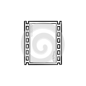 Cine-film strip hand drawn outline doodle icon.