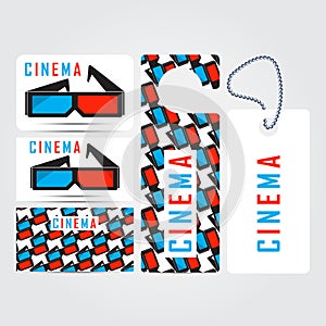 Cinema 3d corporate identity template set. Business mock-up