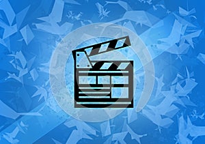 Cinema aesthetic abstract icon on blue background