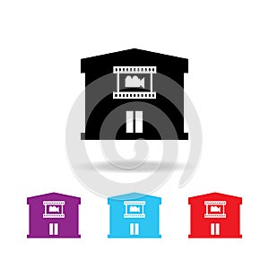 Cinema building icon. Elements of building in multi colored icons for mobile concept and web apps. Icons for website design and d