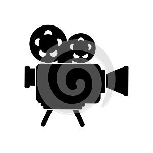 Cinema camera icon. Vector flat illustration.