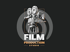 Cinema camera - vector illustrations. Design on black background