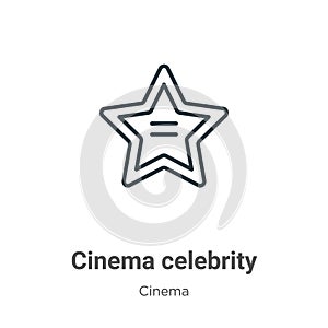 Cinema celebrity outline vector icon. Thin line black cinema celebrity icon, flat vector simple element illustration from editable