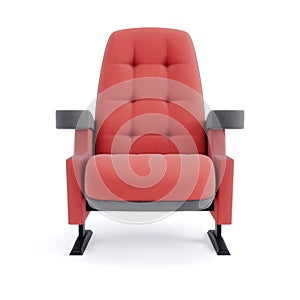 Cinema chair isolated on white background. Front view. 3d illustration.