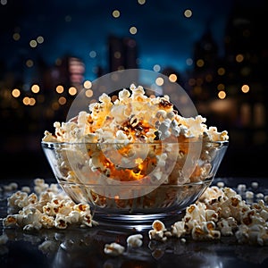 Cinema Crunch Image of Popcorn in a Glass Dish