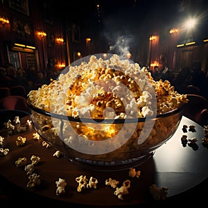 Cinema Crunch Image of Popcorn in a Glass Dish