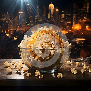 Cinema Crunch Image of Popcorn in a Glass Dish