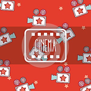 Cinema cute cartoons pattern background