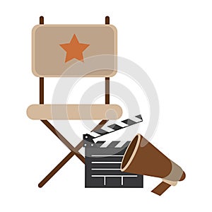 Cinema directors chair and clapboard