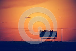 Cinema drive in at sunset