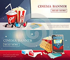 Cinema Entertainment Flat Horizontal Banners