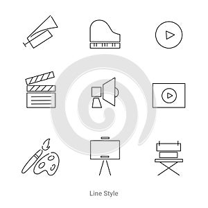 cinema and entertainment icons set vector