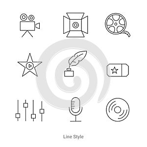 cinema and entertainment icons set vector