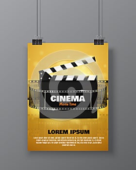 Cinema festival Flyer Or Poster. Vector Illustration Of Film Industry.