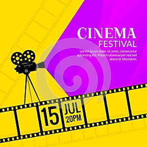 Cinema festival poster template. Film or movie flyer festival design background