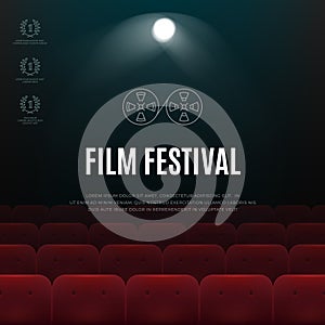 Cinema, film festival vector abstract poster, background