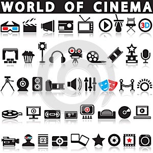 Cinema, film and movie icons.