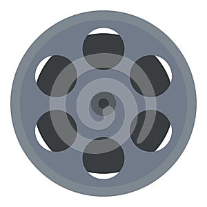 Cinema film reel icon, flat style