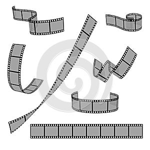 Cinema film strip roll 35mm blank slide frame vector set