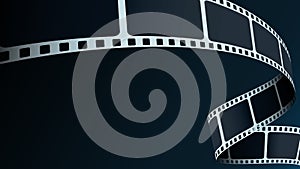 Cinema film strip wave isolated on blue background. Design element template cinema festival banner, brochure, poster, tickets.