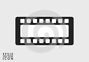 Cinema filmstrip roll on white background. Blank negative film.