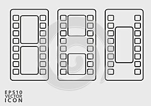 Cinema filmstrip roll on white background. Blank negative film.