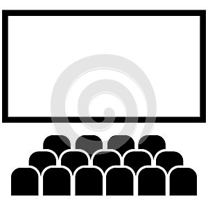 Cinema hall icon on white background. movie theater entertainment screen. Performance theatre stage. flat style