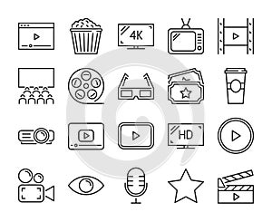 Cinema icon. Cinema and Entertainment line icons set. Vector illustration.