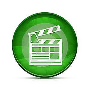 Cinema icon on classy splash green round button illustration