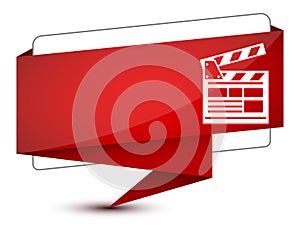 Cinema icon isolated on elegant red tag sign illustration