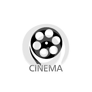 Cinema icon, movie film or video reel strip isolated on white background