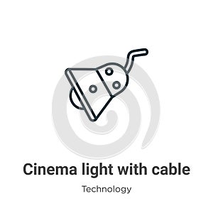 Cinema light with cable outline vector icon. Thin line black cinema light with cable icon, flat vector simple element illustration