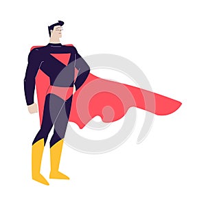 Cinema with Man Character Actor in Superhero Costume Engaged in Movie Shooting Vector Illustration