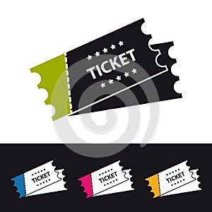 Cinema, Movie, Concert Ticket Icon - Colorful Vector Illustration - Isolated On Black And White Background