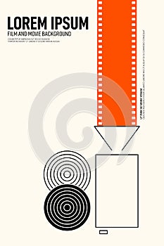 Cinema movie and film poster design template background vintage retro style