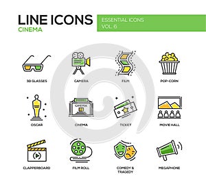 Cinema and movie icons set