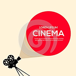 Cinema movie poster design. Vector film camera background retro brochure cinema illustration