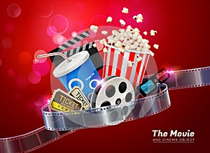 Cinema movie theater object on sparkling light background