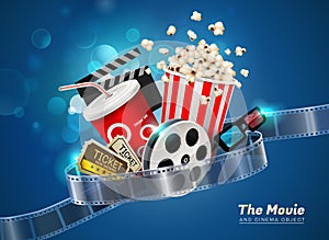 Cinema movie theater object on sparkling light background