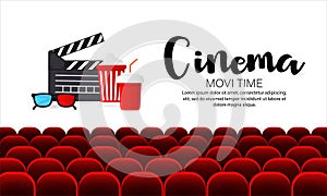 Cinema movie time banner. Vector on isolated white background. EPS 10