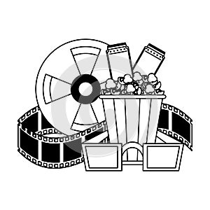 Cinema and movies cartoons in black and white