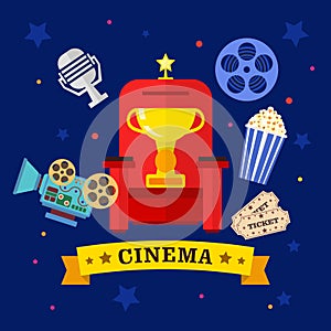 Cinema and movies icon set