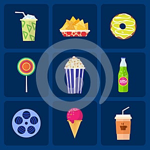 Cinema and movies icon set