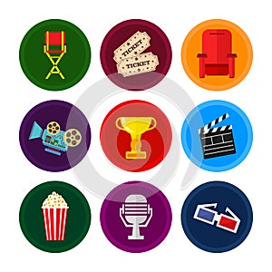 Cinema and movies icon set