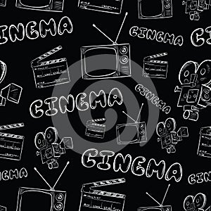 Cinema objects seamless white black