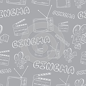 Cinema objects seamless white gray