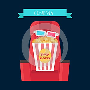Cinema Objects Set Isolated. Movie Entertainment