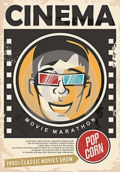 Cinema poster for 3D movie projections